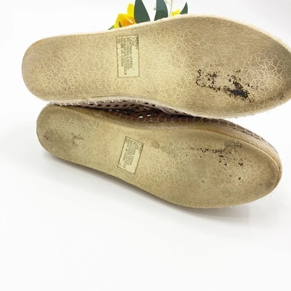 Steve Madden Women's Persy Leather Espadrilles Flats Tan Size 7.5M